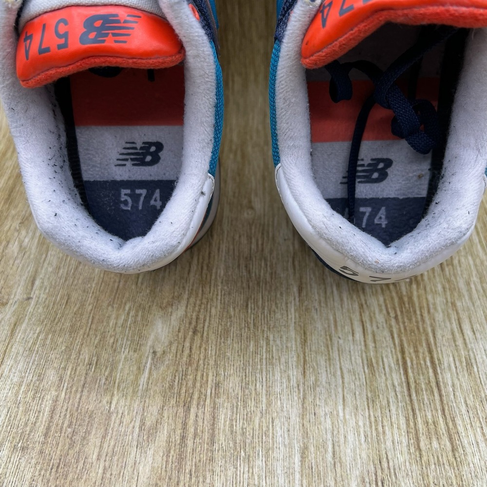 New Balance 574 Sneakers Men's Size 10.5 Navy Teal Orange Low Top ML574WNC - Picture 5 of 10